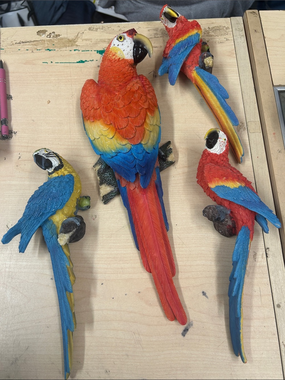 Colorful Parrot Bird Toy Set – Red, Blue & Yellow Tropical Perches